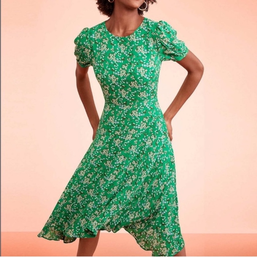 Petite Buttercup Puff Sleeve Flounce Dress, Size 00P